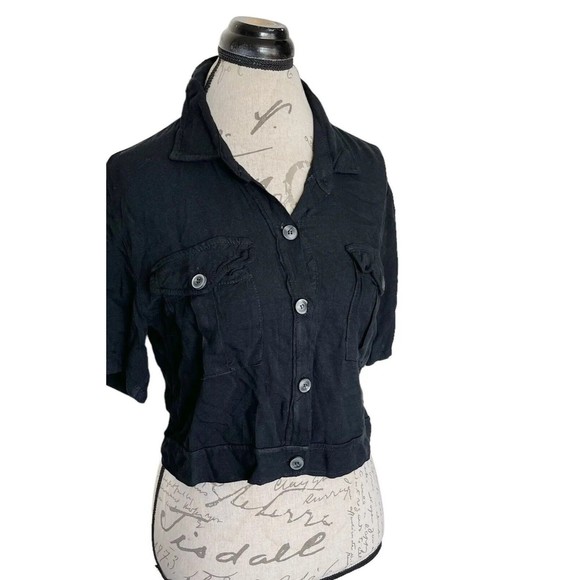 Dont Ask Why Womens Button Down Shirt Blouse One Size Made Italy Short Sleeve - Picture 5 of 12